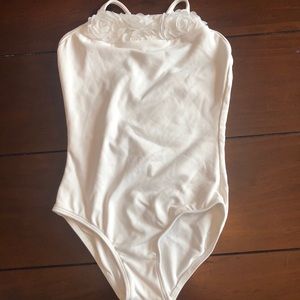 Girls white ruffle leotard